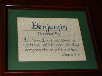 Cross Stitch Name Graph - Benjamin with Name Meaning and Scripture