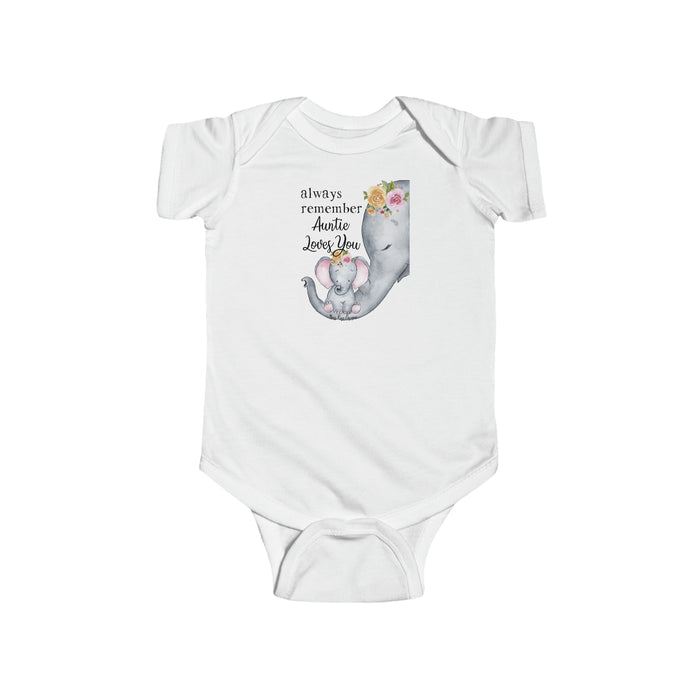 Always Remember Auntie Loves You Infant Fine Jersey  Snap Bodysuit - Adorable Baby Gift - Aunt Niece/Nephew Apparel