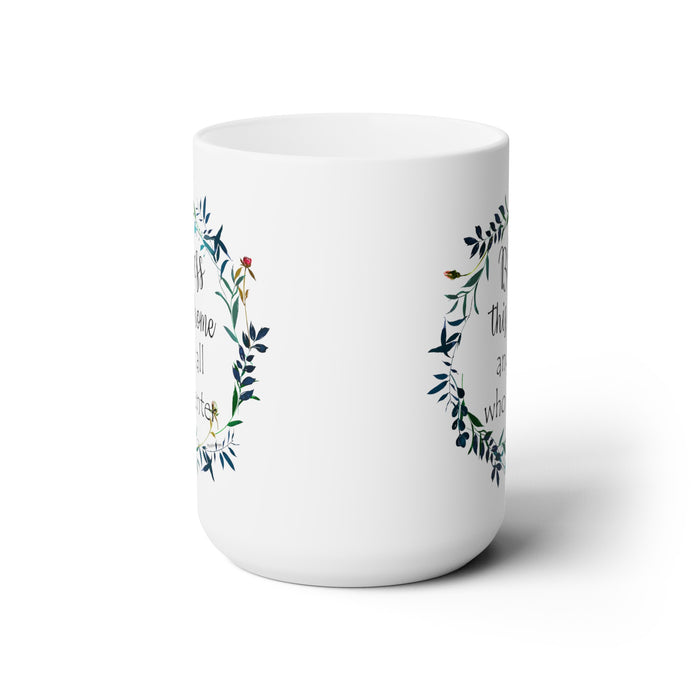 Bless This Home and All Who Enter Floral Wreath Ceramic Coffee Mug 15-ounce Housewarming, Wedding gift, Realtor gift