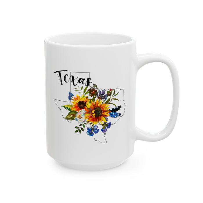 Texas Summers Boho Sunflowers Ceramic Coffee Mug choice of sizes 11 or 15 ounce