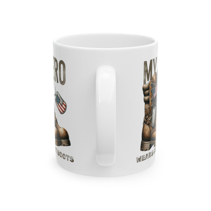 Personalized My Hero Wears Combat Boots Ceramic Coffee Mug, (11oz, 15oz)