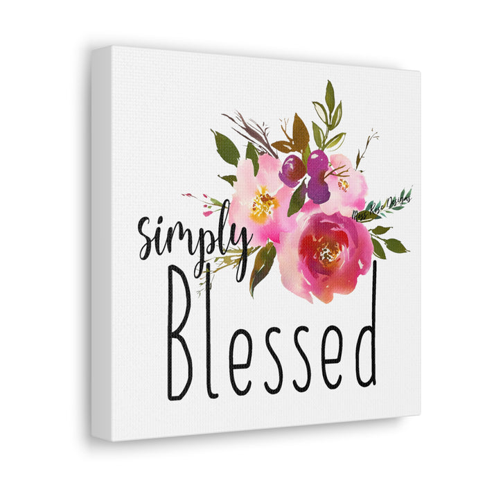 Simply Blessed Floral Canvas Gallery Wraps - Inspirational Wall Art - Faith Home Decor