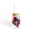 TX GOP Republican Sipper Glass, 16oz with Bamboo Lid and Tritan Plastic Straw