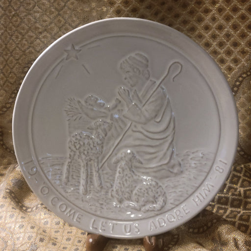 1981 O' Come Let Us Adore Him Frankoma Pottery Christmas Plate by Joniece Frank Vintage