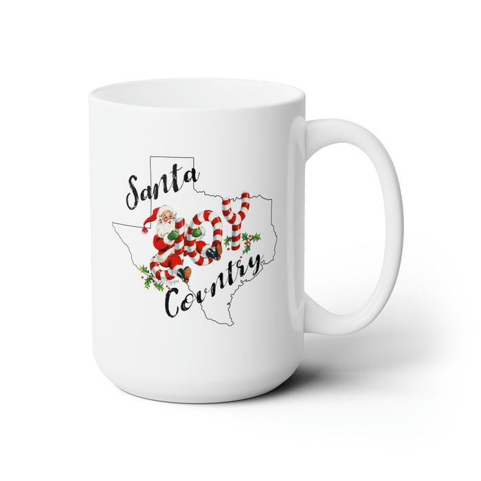 Texas is Santa Country When He rides in on a Joy Candy Cane Christmas Coffee Ceramic Mug 15oz