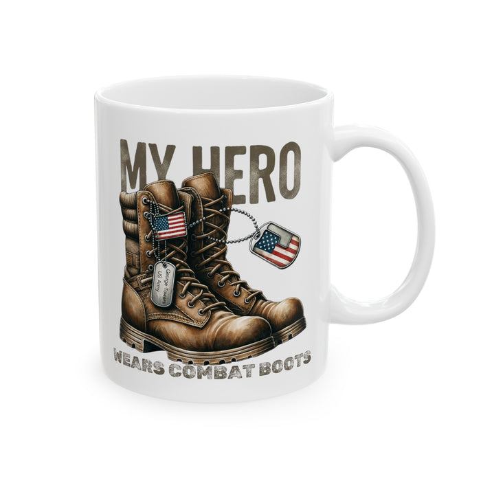 Personalized My Hero Wears Combat Boots Ceramic Coffee Mug, (11oz, 15oz)