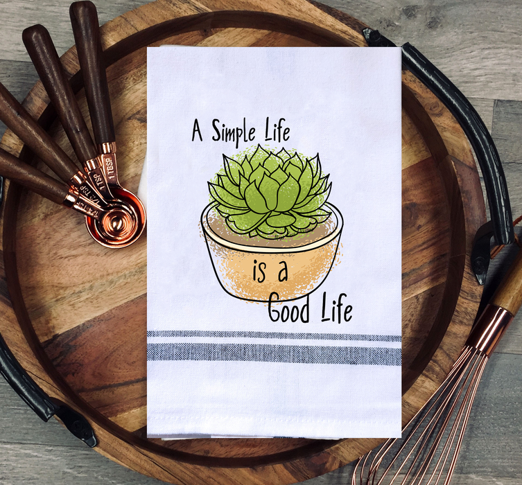 A Simple Life is a Good Life Cactus Kitchen Towel