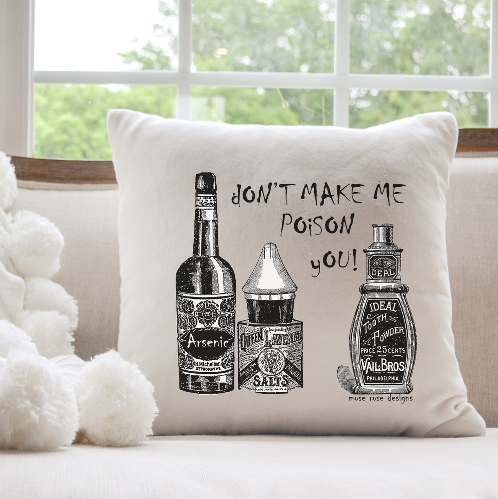 Don't Make Me Poison You Fun Throw Pillow - 20x20 inches - Cotton Duck Cover - Home Decor