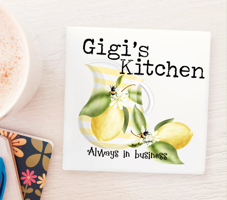 Gigi's Kitchen Always in Business Marble Coaster