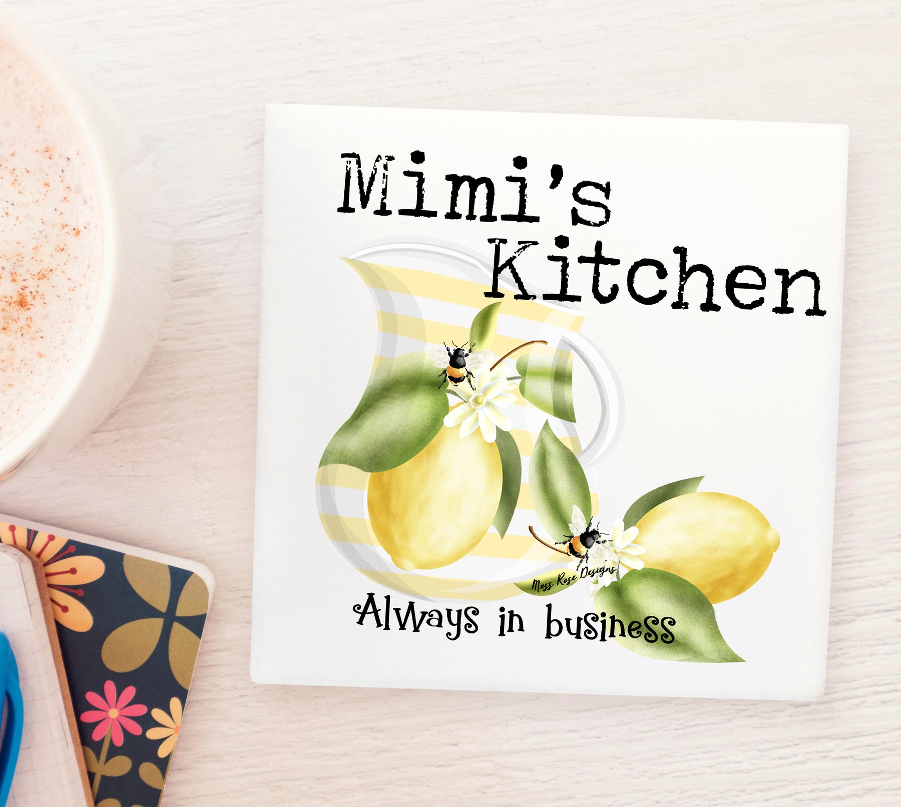 Mimi's Kitchen Always in Business Marble Coaster