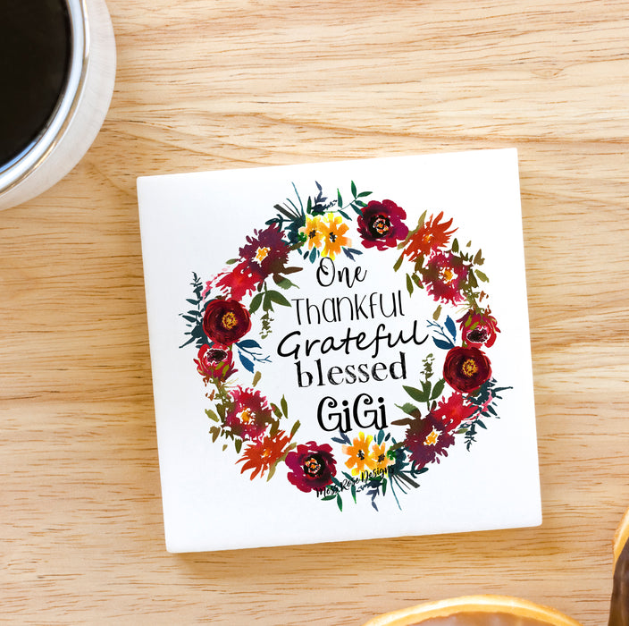 One Thankful, Grateful,  Blessed Gigi 3x3 Ceramic Magnet