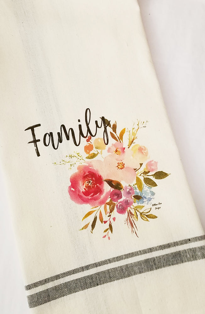 Family with Floral Kitchen Towel