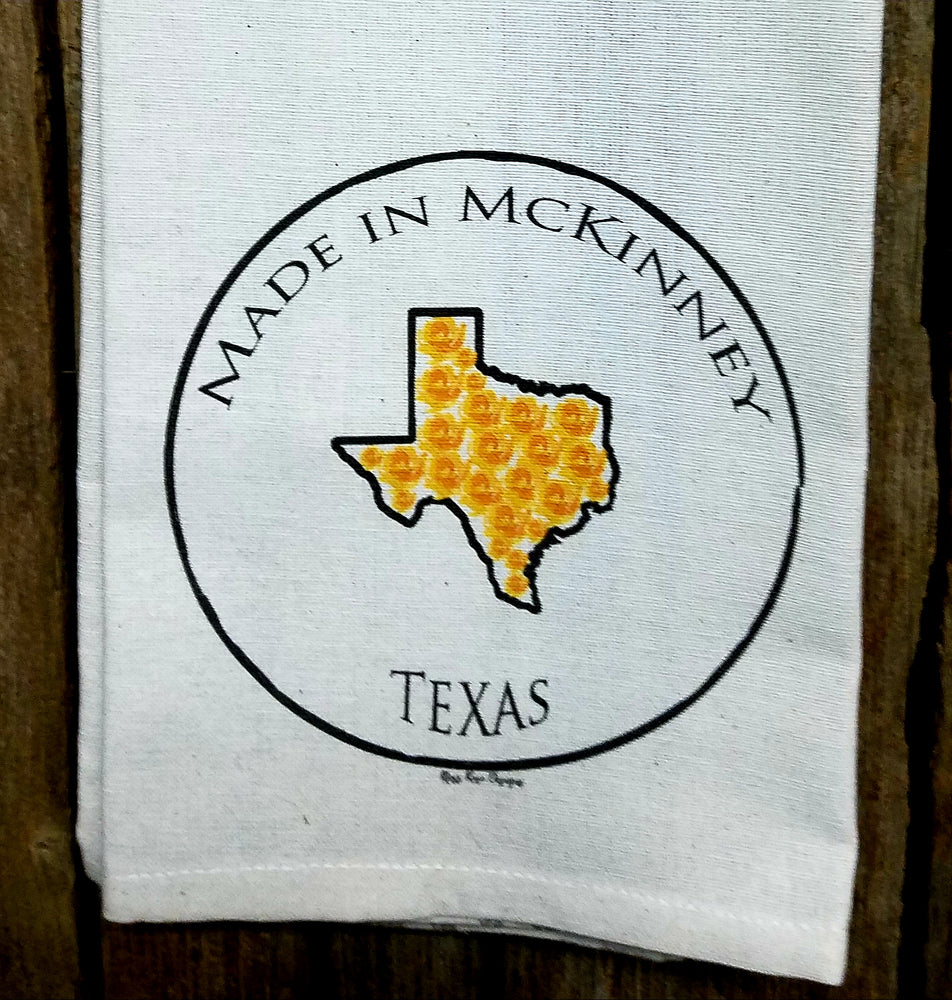Made in McKinney Texas Yellow Rose Kitchen Towel