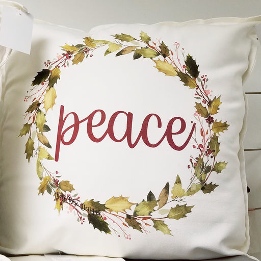 Peace Holly Garland Wreath Pillow