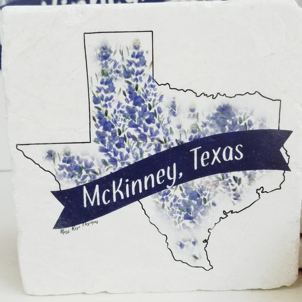 McKinney, Texas Bluebonnets Marble Coaster