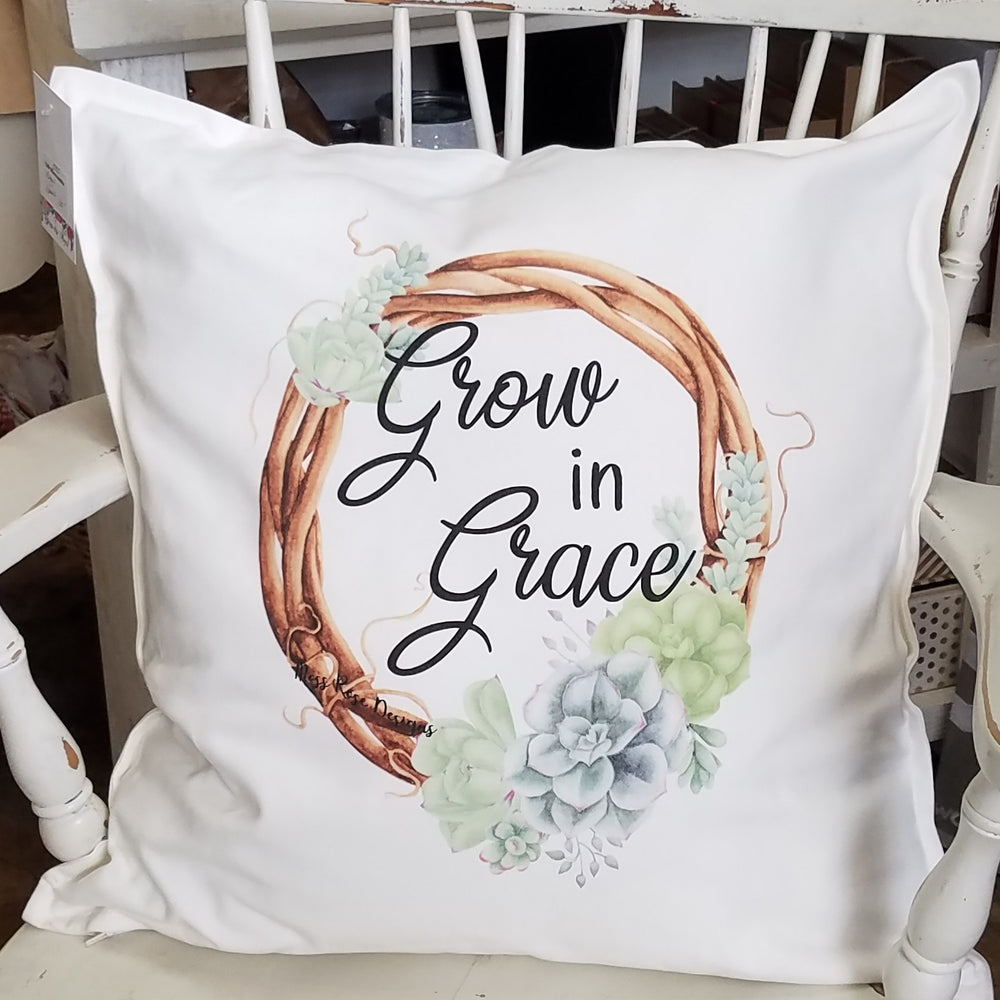 Grow In Grace Succulent Pillow