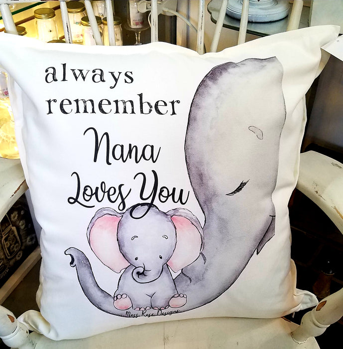Always Remember I Love You Floral 20x20 Cotton Duck Pillow - Moss Rose Designs