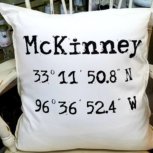 McKinney Texas Longitude & Latitude Pillow