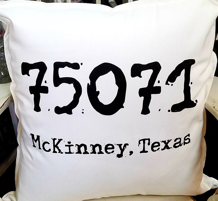 75071 McKinney Texas Zip Code Pillow