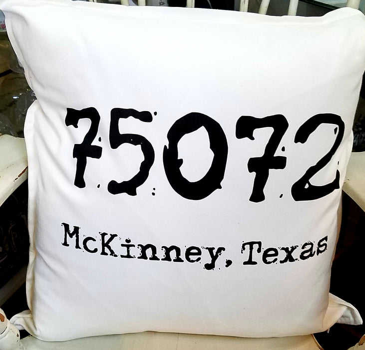 75072 McKinney Texas Zip Code Pillow