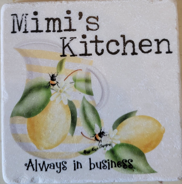 Mimi's Kitchen Always in Business Marble Coaster
