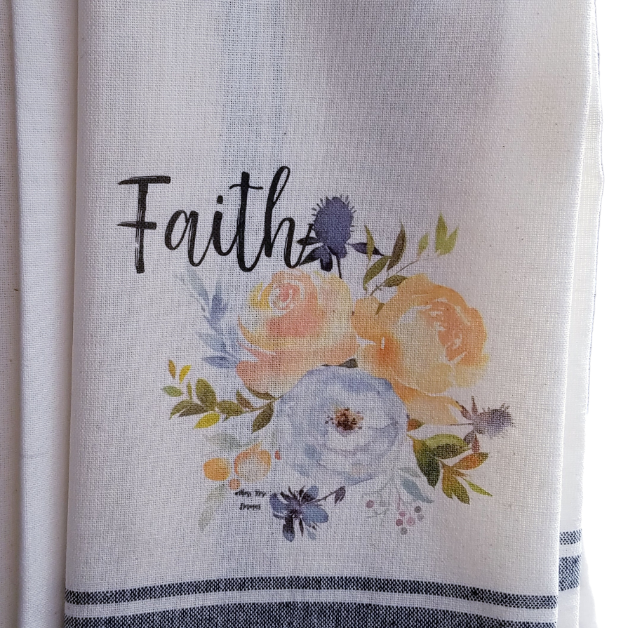 Faith with Floral Kitchen Towel