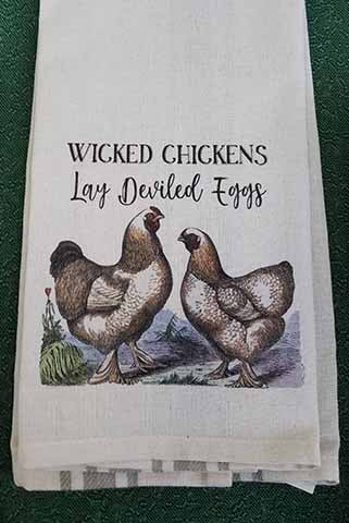Wicked Chickens Lay Deviled Eggs Kitchen Towel